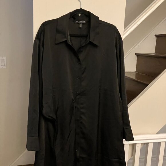 Eloquii Black Self-Belted Dress - Picture 2 of 8